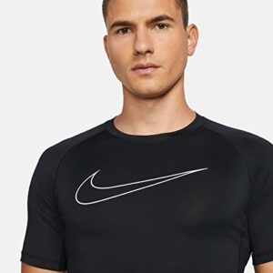 Nike Pro Dri-FIT Men's Tight Fit Short-Sleeve Top (as1, Alpha, l, Regular, Regular, Black/White)