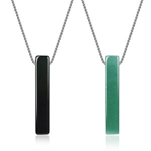 coai matching couples yin yang bar green aventurine obsidian stone pendant necklaces