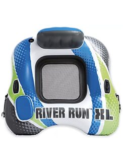 intex river run xl lounge tube - inflatable pool river raft ride- vibrant blue, white, and green