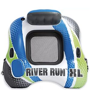 Intex River Run XL Lounge Tube - Inflatable Pool River Raft Ride- Vibrant Blue, White, and Green