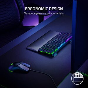 Razer Ergonomic Wrist Rest for Mini Keyboards: Plush Leatherette Memory Foam Cushion - Anti-Slip Rubber Feet