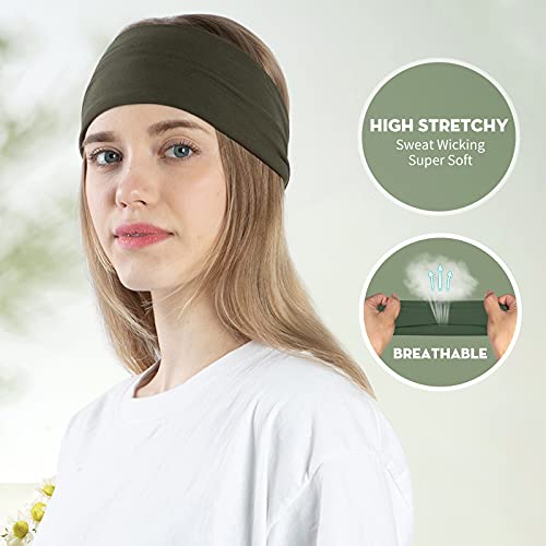 RITOPER 10 Pack Wide Headbands, Workout Yoga Running Boho Hair Wraps, Non-Slip Thick Sweat Bands for Active Women