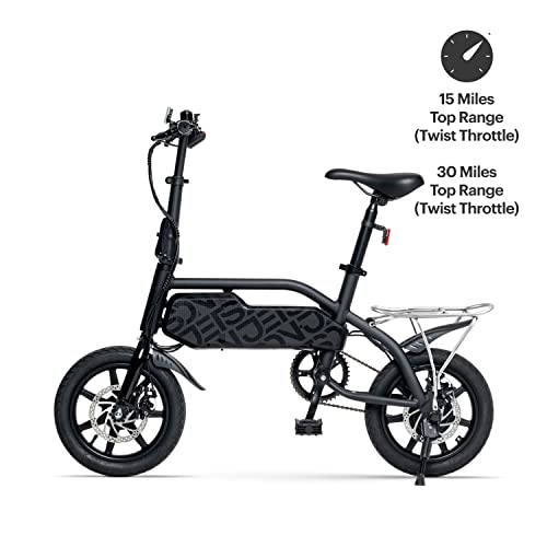 Jetson J5 Electric Bike, Top Speed of 15 MPH, Maximum Range of 15 miles with Twist Throttle Or 30 miles with Pedal Assist, 350-Watt Motor, Ages 12+, Black, JJ5-BLK