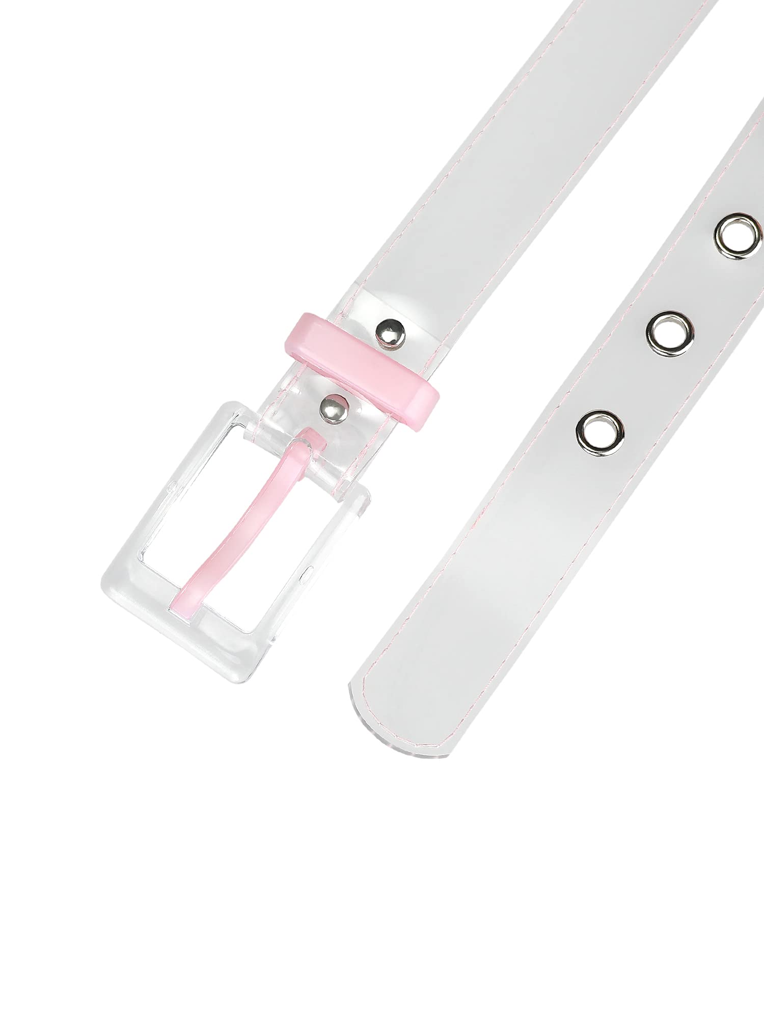 Allegra K Womens Grommet Clear Waist Belt Plus Size Plastic Waist Belts for Jeans Dresses 66-96cm/25.98-37.80" Pink