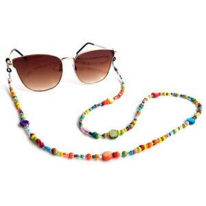 DECKER Colorful Bead Women’s eyeglass chain eyewear retainer Mask Holder Reading glass Necklace Lanyard (Rainbow Beads)