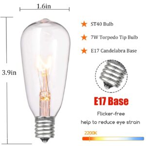 Doratale 10 Pack Replacement Light Bulbs Outdoor, 7W ST40 Clear Edison Replacement Bulbs for Outdoor String Lights, E17 Intermediate Screw Base C9 Vintage Christmas Bulbs, Warm White