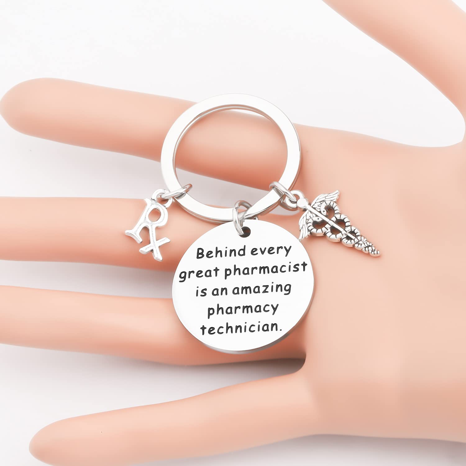 SEIRAA Pharmacy Pharmacist Gift RX Jewelry Behind Every Great Pharmacist is an Amazing Pharmacy Technician Keychain (RX Keychain)