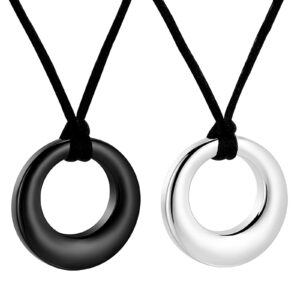 Hearbeingt Cremation Jewelry Urn Necklace for Ashes for Women Men, Circle of Life Eternity Memorial Pendant Ash Jewelry(Black&Silver)