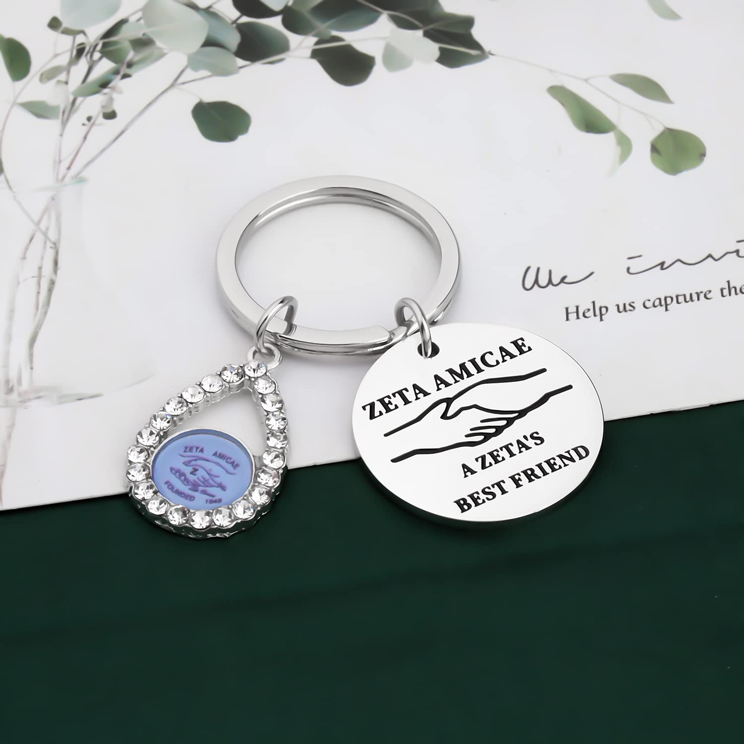 MYOSPARK Zeta Amicae Inspired Gift A Zeta's Best Friend 1948 Keychain Soror Sisters Gift Greek Sorority Jewelry Gift for Sisterhood (ZA Best Friend KC)