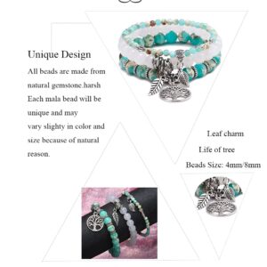 XIMEO Tree of Life Semi Precious Original Design Crystals and Healing Stones Yoga Beaded Bracelets Beach Charm Bracelet Set for Women - Ocean Jewelry