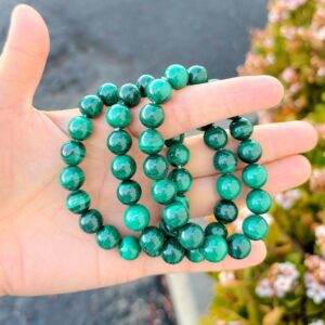 Adabele Real Natural Green Malachite Gemstone Beaded Bracelet 7.5 inch Stretch Chakra Healing Crystal Stone Women Mom Gift (Unisex) GB10-B11