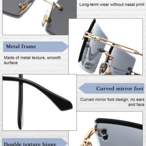 Frienda 4 Pairs Rimless Rectangle Sunglasses Frameless Square Glasses Vintage Transparent Eyewear for Women Men (Classic Colors,Metal Frame)