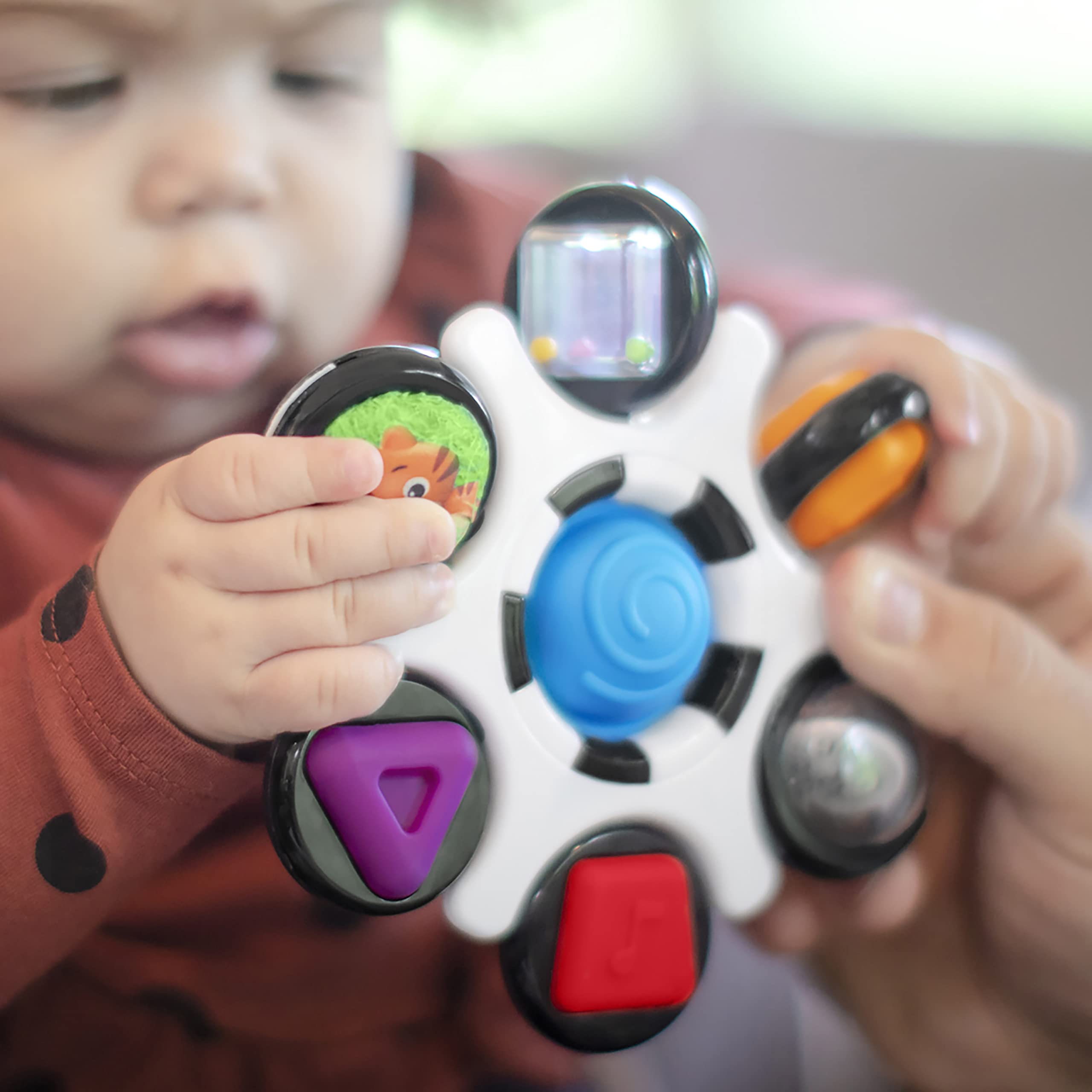 Baby Einstein Curiosity Clutch Fidget Sensory Toy and Pop It Rattle, BPA Free Infant Teether, Age 3 Months+, Multicolored