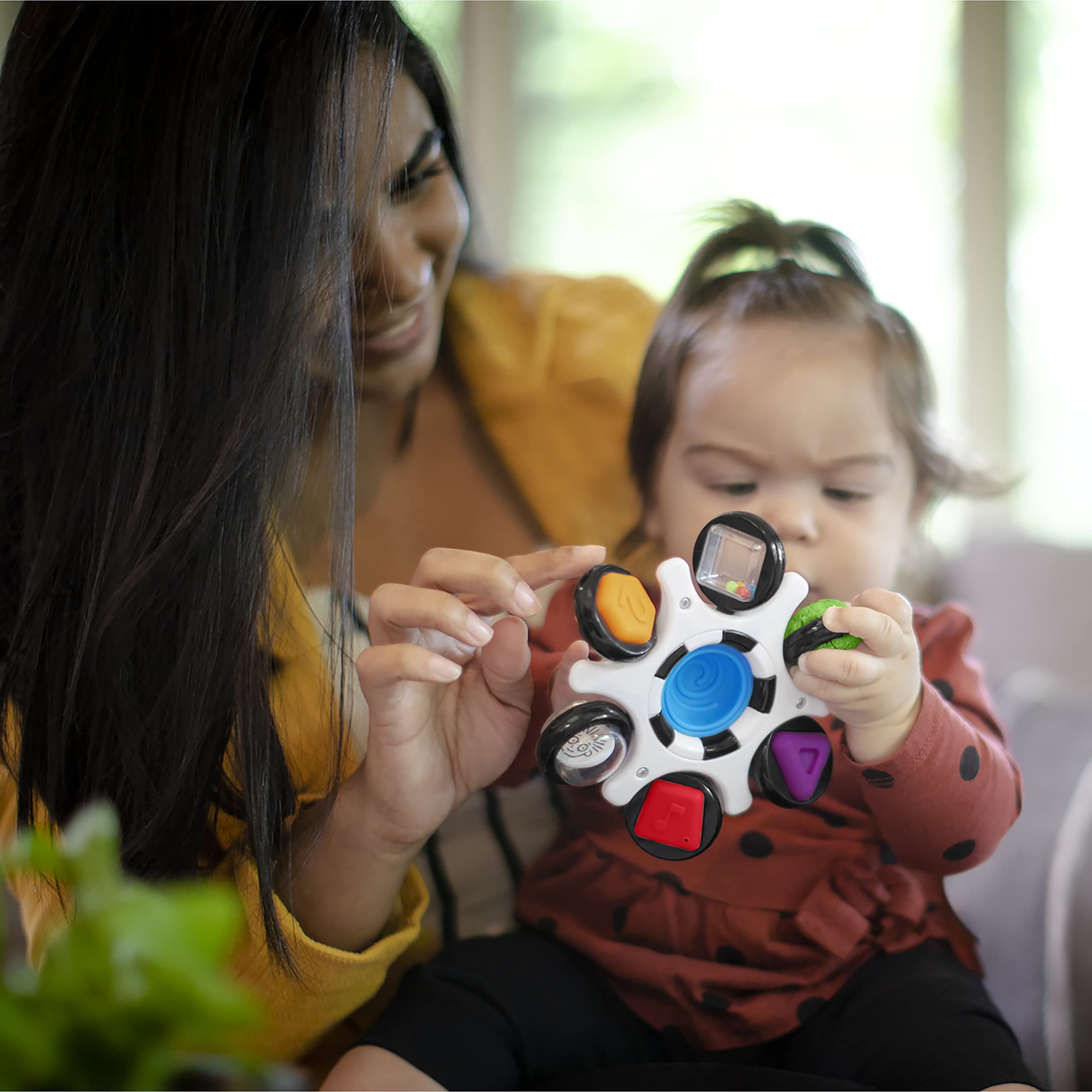 Baby Einstein Curiosity Clutch Fidget Sensory Toy and Pop It Rattle, BPA Free Infant Teether, Age 3 Months+, Multicolored