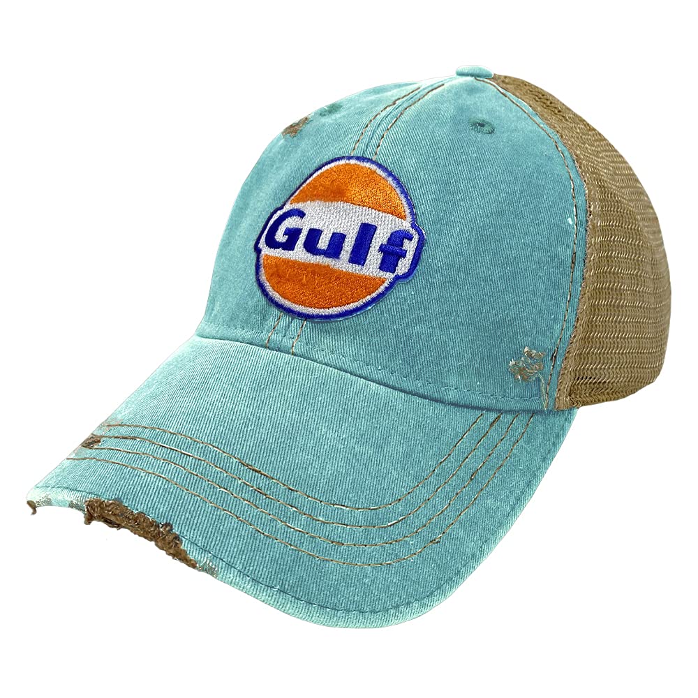 Gulf Distressed Vintage Adjustable Snapback Hat (Vintage Turquoise)