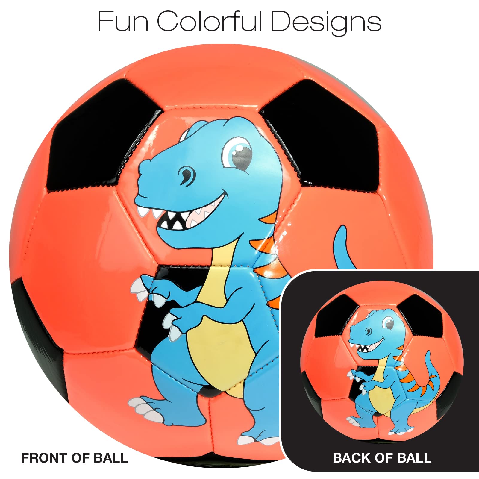 Xcello Sports S3 Soccer Ball TPU Asst. Dino Graphics with Pump (Pack of 2)