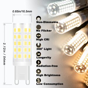 ALIDE G9 5W Led Bulbs 4000K Natural White,50W 60W Halogen Equivalent,AC120V T4 G9 Bi-pin Neutral White Led Bulbs for Chandelier Home Lighting,550LM,10Pack, Non-dimmable