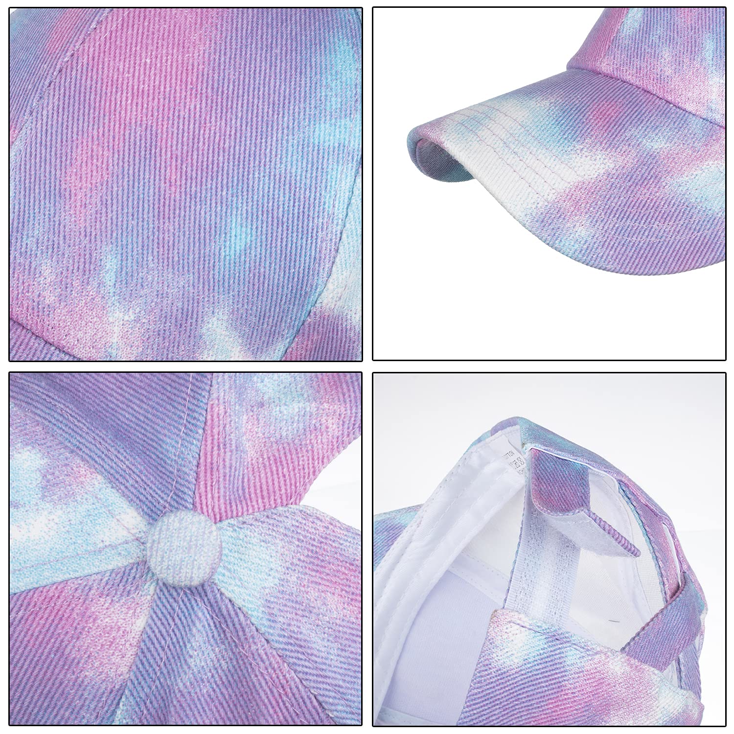 TopTie Tie Dye Ponytail Baseball Cap for Women Criss Cross Messy High Bun Dye Ponytail Hat-Purple