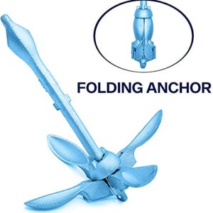 XIALUO Marine Kayak Anchor Portable Folding Grapnel Kayak Anchor Kit (1.5lb) with 30 ft Marine Rope