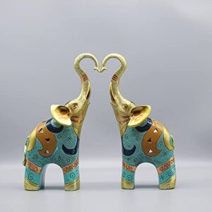 sugutee good luck elephant decor for home, large gold elephant statue for home decor, small elephant figurines and statues (2 pcs medium)