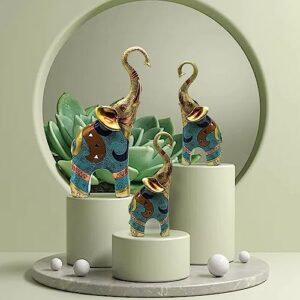 sugutee Good Luck Elephant Decor for Home, Large Gold Elephant Statue for Home Decor, Small Elephant Figurines and Statues (2 Pcs Medium)