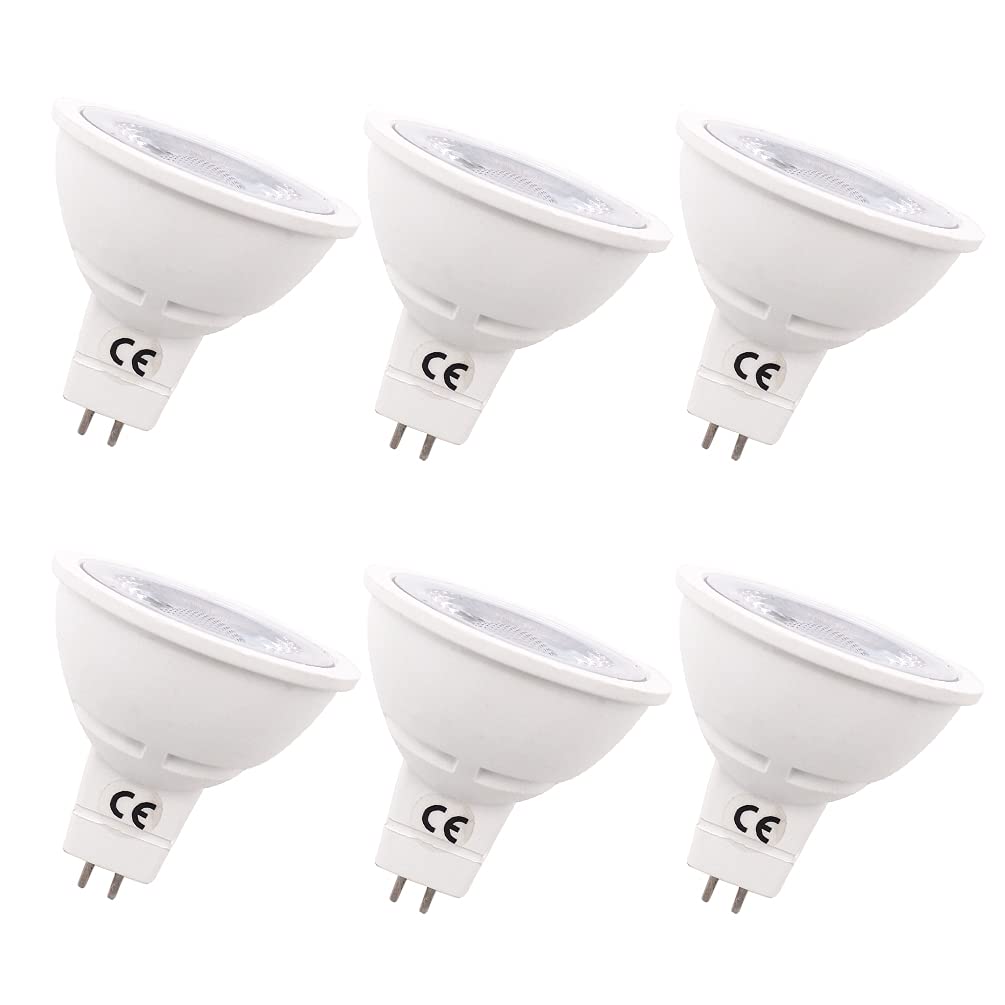 GRV MR16 GU5.3 LED Bulb AC110-120V 5W Equivalent 50W Halogen Lamp LED Spotlight Bulb Track and Indoor Lighting Downlight Not Dimmable Warm White Pack of 6