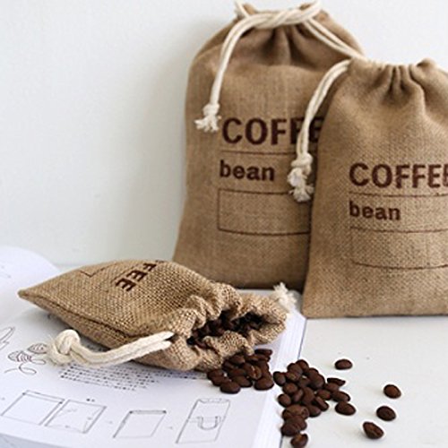 Cereals Jute Woven Bundles Coffee Bean Bags Kitchen Sundries Peas Bags Sacks Date Record Natural Burlap Bags Drawstring Reusable (1, S+M+L)