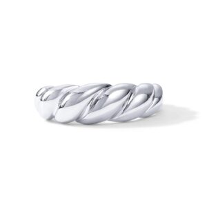 PAVOI 14K White Gold Plated Croissant Ring Twisted Braided Gold Plated Ring | Chunky Signet Ring | Size 7