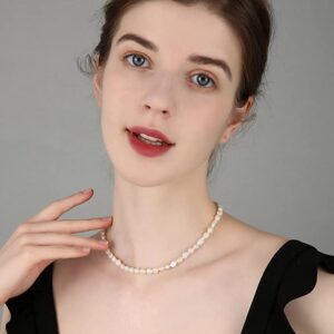 Pearl Necklaces for Women - Pearl Choker Necklace Strands Short Tiny Adjustable Chain Handmade Vintage Jewelry for Women