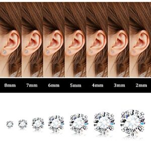 Fansilver 20G Hypoallergenic Flat Back Earrings for Women Men Silver 14K Gold Stainless Steel Stud Earrings Brithstone Cubic Zirconia Studs Surgical Steel Cartilage Earrings for Sensitive Ears