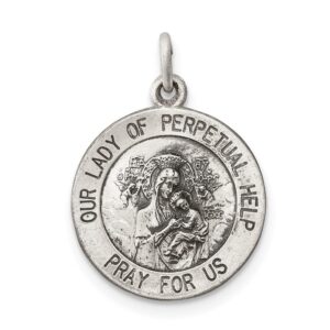 Sterling Silver Antiqued Our Lady of Perpetual Help Medal QQC3513