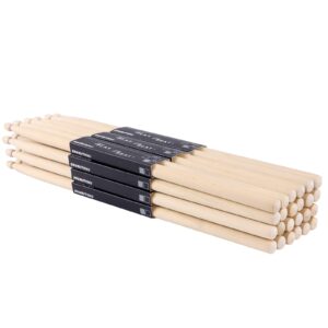 OIETON 12 Pairs Drum sticks 5A Classic Maple Wood Drumsticks Wood Tip Drumstick for Adults Kids and Beginners