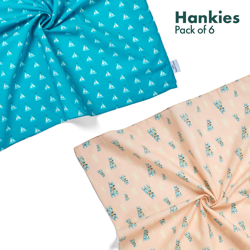 HexaFun 100% Pure Organic Cotton Unisex Handkerchief, Multi-color & Printed, Soft & Stylish