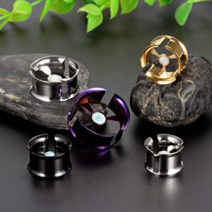 COOEAR 1 Pair Upgrade Ear Tunnels Flesh Plugs Piercing Earrings Stainless Steel Ear Gauges 0g to 1 inch.