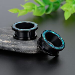 COOEAR 1 Pair Gauges Earrings Circle Fake Opal Tunnels Ear Plugs Flesh Stretchers Expander 0g to 1 Inch.