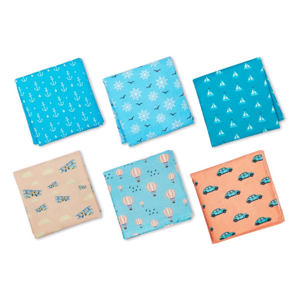 HexaFun 100% Pure Organic Cotton Unisex Handkerchief, Multi-color & Printed, Soft & Stylish