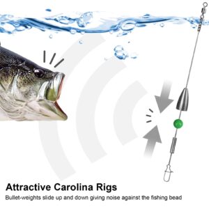 THKFISH Fishing Weights Bullet-Weights Carolina Ready Rigs Pre Rigged Carolina Rigs 1/2oz 10pcs