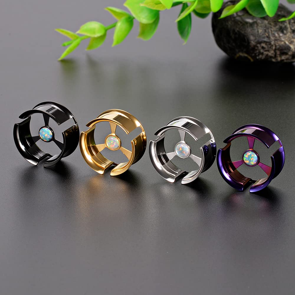 COOEAR 1 Pair Upgrade Ear Tunnels Flesh Plugs Piercing Earrings Stainless Steel Ear Gauges 0g to 1 inch.