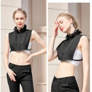 Elegtiskas Fake Collar Detachable Dickey Collar Half Shirt Blouse Collar Faux False Collar for Women Black