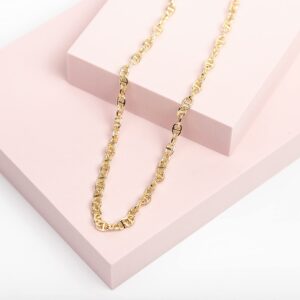 PAVOI 14K Yellow Gold Plated Anchor Chain Necklace | Gold Plated Womens Chain Necklace | Womens Trendy Chain Necklace