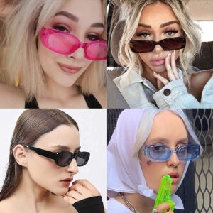 ZYApril Small Retro Square Sunglasses Women - UV 400 Vintage Rectangle driving, walking, traveling Glasses (off-white, 50)