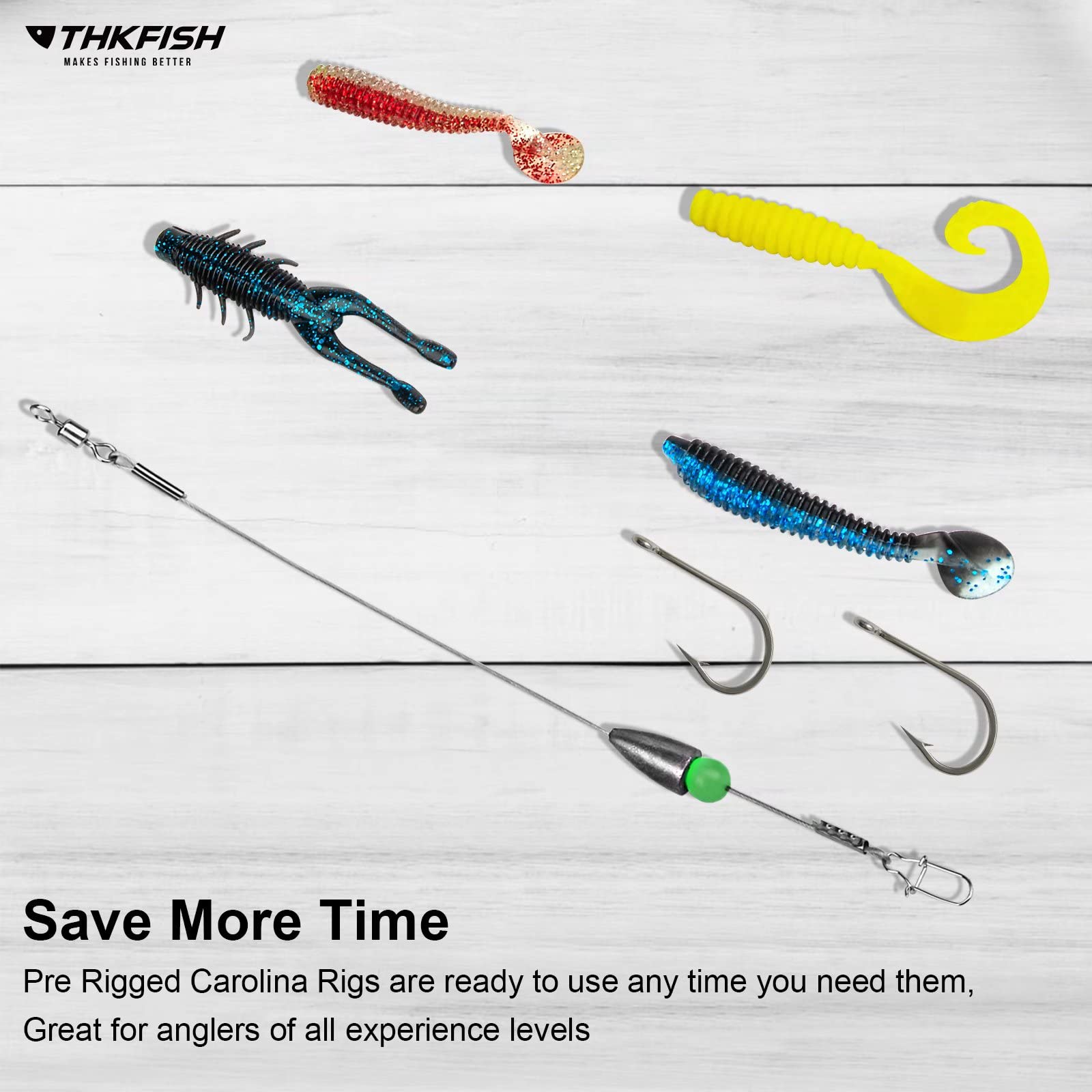 THKFISH Fishing Weights Bullet-Weights Carolina Ready Rigs Pre Rigged Carolina Rigs 1/2oz 10pcs