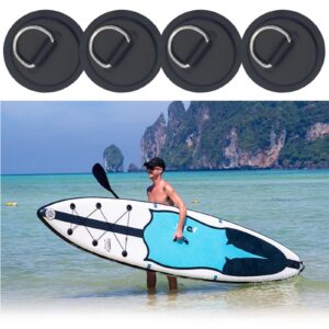 4 Pieces Black Pad/Patch D Rings for PVC Inflatable Boat Canoe Raft Stainless Steel D-Ring Dinghy Kayak Surfboard Paddle Board (Black)