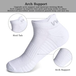 VWELL Men's Running Ankle Socks With Cushion Low Cut Breathable Athletic Sports Tab Socks for Men-6Pairs