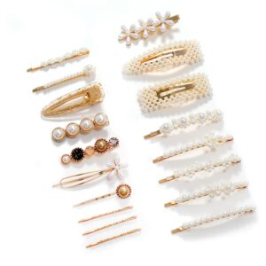 women hair accessories 18pcs handmade simulation pearl barrettes clip set geometric flower bobby hairpin girls headwear…