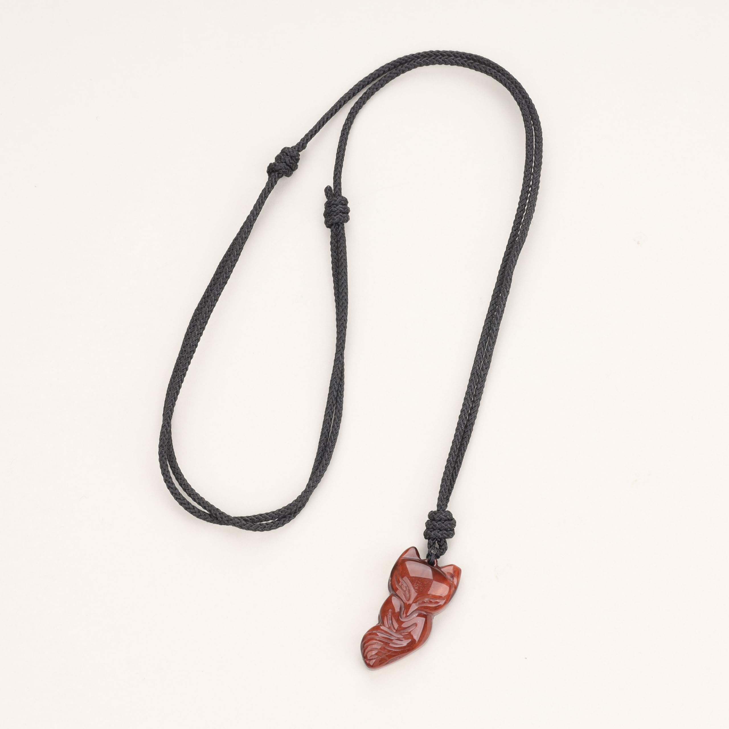 COAI Fox Red Tiger Eye Stone Pendant Necklace for Women Girls