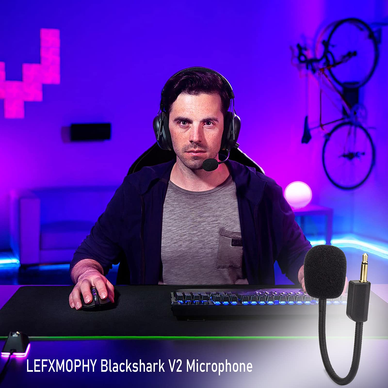 LEFXMOPHY Blackshark V2 Mic Replacement for Razer BlackShark V2 and V2 Pro Wireless Gaming Headset 3.5mm Detachable Game Boom Microphone with Foam