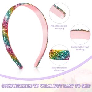 Waydress 4 Pieces Rhinestone Headband for Women Glitter Crystal Headbands for Women Sparkly Bling Diamond Headband Hair Accessories for Women Birthday Wedding Gifts(Bright Color)