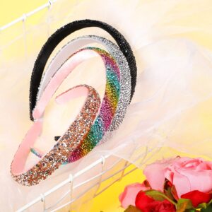 Waydress 4 Pieces Rhinestone Headband for Women Glitter Crystal Headbands for Women Sparkly Bling Diamond Headband Hair Accessories for Women Birthday Wedding Gifts(Bright Color)