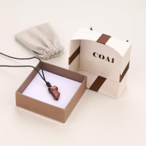 COAI Fox Red Tiger Eye Stone Pendant Necklace for Women Girls